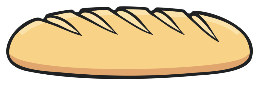 Cartoon style fresh bread loaf vector illustration delicious homemade baked good pastry with crusty texture