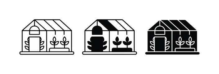 Greenhouse Icons, Plant Growing Structures, Agricultural Building Symbols © Shibli