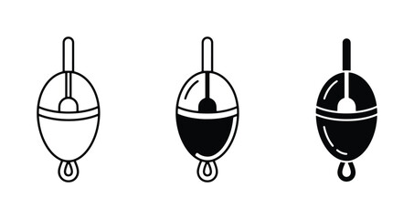 Fishing Floats, Bobbers, Buoys: Simple Line Art, Silhouette, and Filled Icons for Angling © Mahabubur