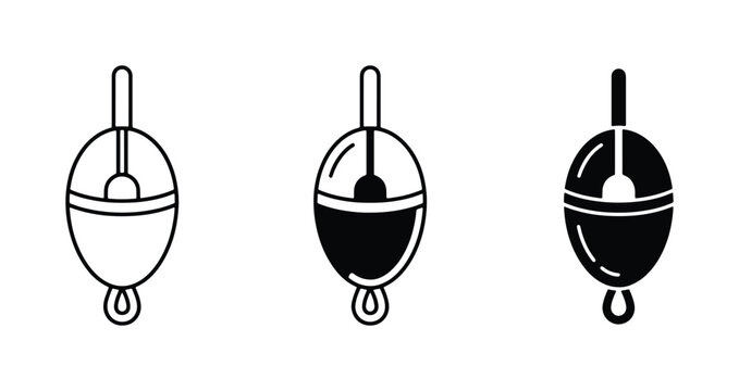 Fishing Floats, Bobbers, Buoys: Simple Line Art, Silhouette, and Filled Icons for Angling