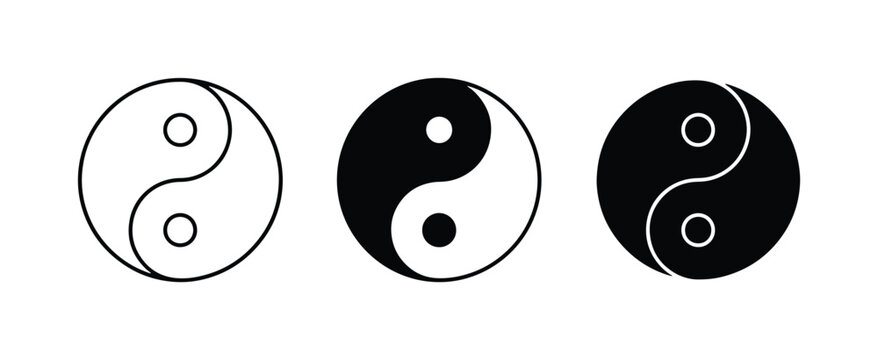Yin Yang Symbols, Balance Icons, Taoism Philosophy, Harmony Concepts, Black and White
