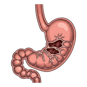 Human stomach and intestines anatomy.