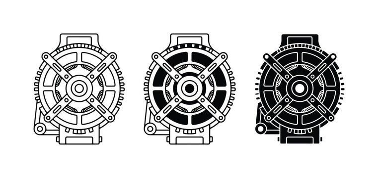 Alternator Icons, Generator Symbols, Electrical Motor Vector Graphics