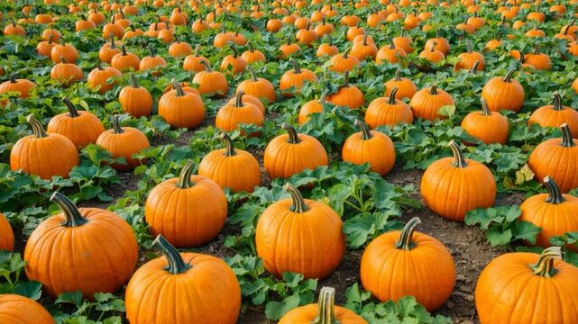 Pumpkin patch on autumn day.
