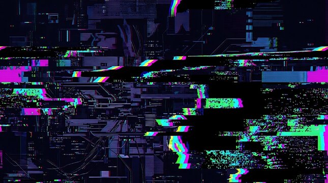 Abstract digital glitch screen with colors and noise abstract distortion corruption technology background