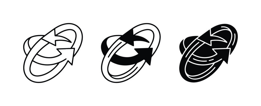 Recycle Arrows Icon Set, Circular Motion Symbols, Refresh Loop Graphics