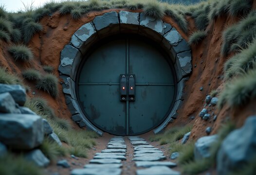 Underground Bunker Door Hillside Grotto Concealed Escape Shelter