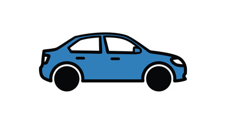 Fototapeta premium Blue car silhouette on a white background simple vector design