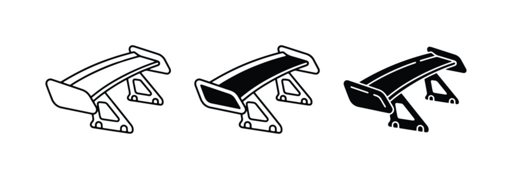 Car Spoilers Vector Icons: Performance Aerodynamics, Automotive Tuning, Sport Vehicle Accessories