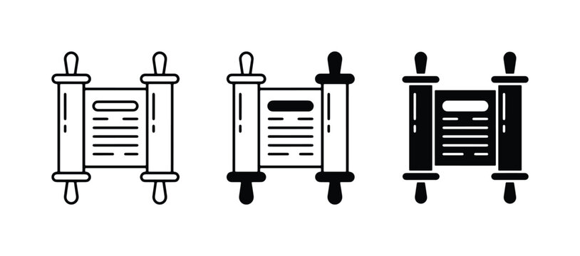 Torah Scrolls, Ancient Manuscripts, Religious Texts, Jewish Law Icons