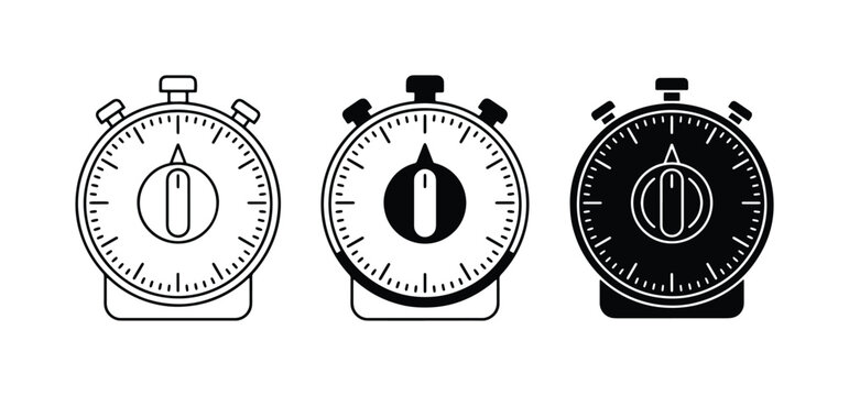 Stopwatch Icons, Time Measurement Tools, Vintage Timer Graphics, Countdown Clock Vector Set