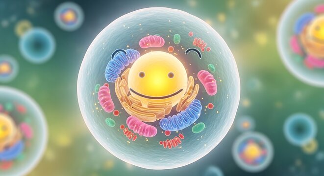 Smiling Cell Biology Science Illustration.