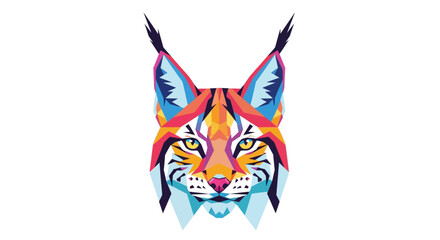 Geometric Lynx Head Abstract Colorful Low Poly Style © Dzakil