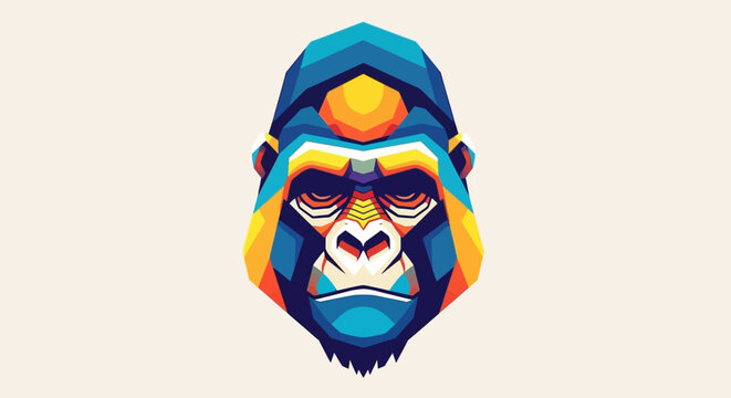 Geometric Gorilla Portrait - Low Poly Animal Art