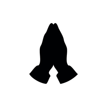 Minimal and modern illustration of folded hands in a prayer or greeting gesture on a soft background. This symbolic hand sign represents respect, gratitude, peace, meditation, spirituality, hope, apol