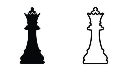 Chess queen silhouette and outline on white background © Rumana