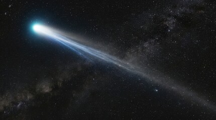 Fototapeta premium Cosmic Comets Radiant Trail - A Celestial Spectacle in the Dark Universe.