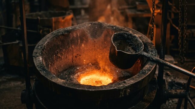 Molten Metal Pouring - Industrial Process of Casting and Manufacturing.