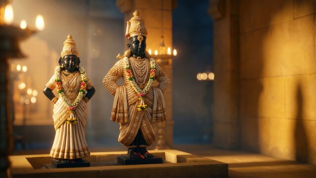 Vitthala Rukmini Chandan Vagha &ndash; Pandharpur Temple Devotional Portrait