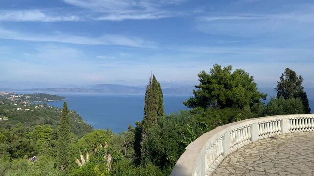 View from the garden terrace of the Achilleion, Corfu, Greece