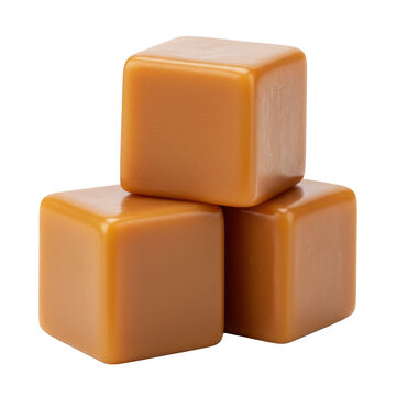 Stacked caramel candies isolated on transparent background