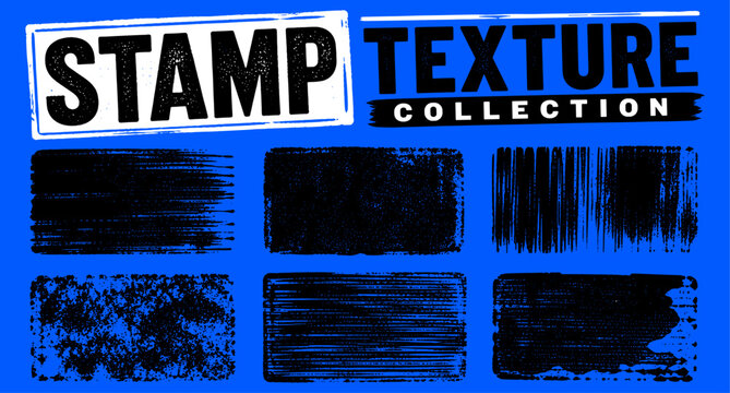 Grunge lino print stamp textures with rough ink roller remains, black paint distress overlays, urban street art backgrounds, aged letterpress smudges and dirty abstract vector frames collection.