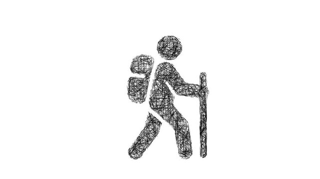 Sketch hiking icon animation - smooth progressive reveal