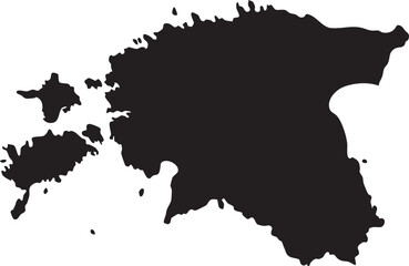 Obraz premium Minimalist black vector silhouette map of Estonia ideal for geographic presentations web design and travel infographics