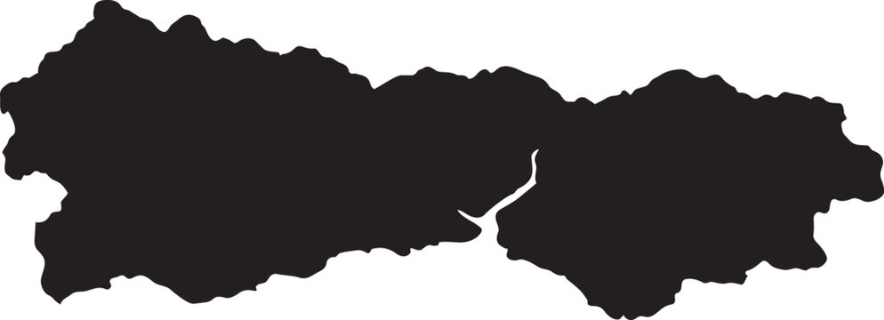 Black silhouette map of the country of montenegro