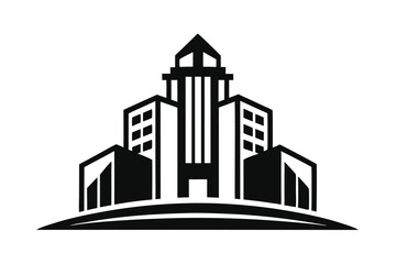 Obraz premium building logo silhouette line art vector illustration with a white background
