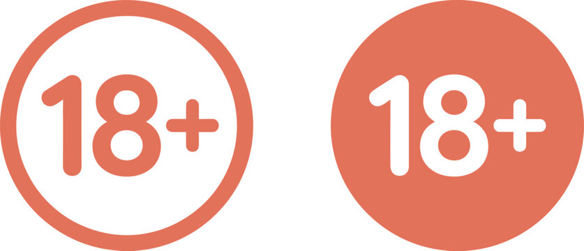 Age restriction icons for 18 plus years old sign for website and marketing use
