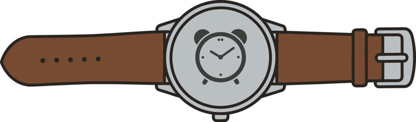 Cartoon panda face watch with brown leather strap for kids and casual wear © LoveU