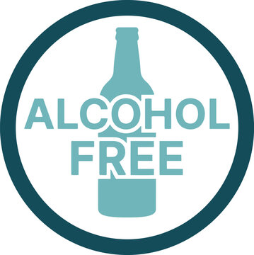 Alcohol free sign icon with beer bottle silhouette for health and wellness marketing