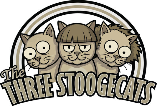 The Three Stoogecats Funny Feline Parody Vector Illustration
