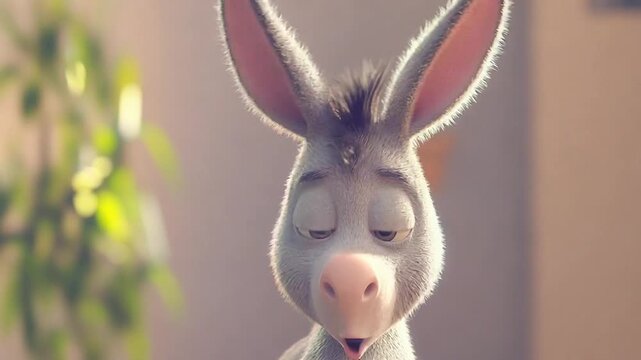 A delightful donkey portrait, radiating serenity and a touch of mischief, illuminated by soft sunlight.