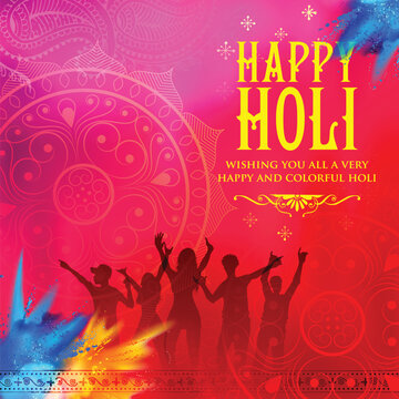 Vibrant Holi background with colours