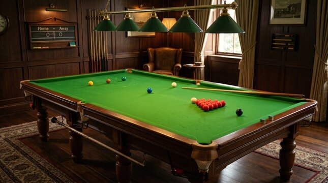 Billiards, pool table, green baize, snooker, game room