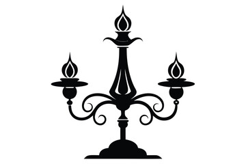 Fototapeta premium candlestick silhouette line art vector illustration with a white background