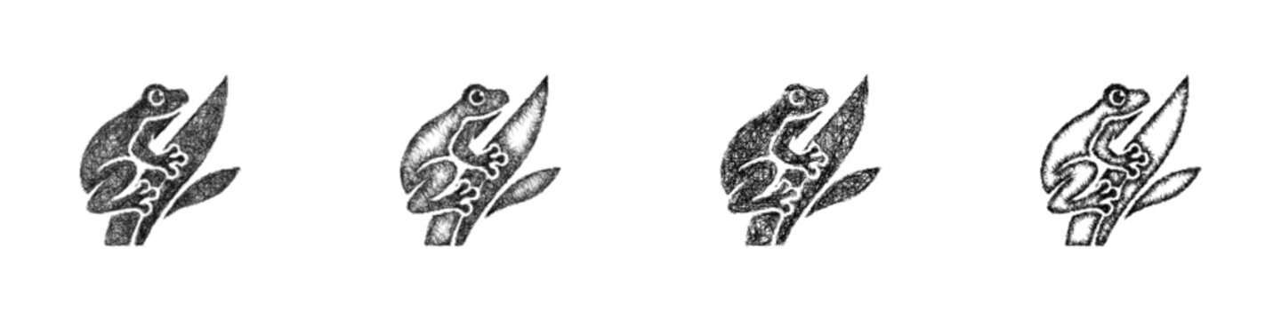 Sketch frog logo design set