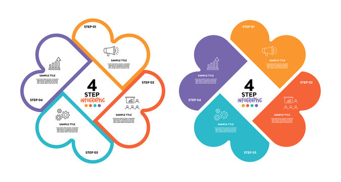 Vector circular infographic set. template for presentation business infographic, 4 options steps parts. venn diagram 4 sets. vector editable eps