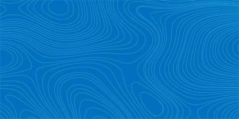 Blue topographic map background with abstract contour lines for geography and cartography design. Light blue contour lines on a solid blue field. © Creative Lis