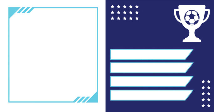 Soccer award template with trophy and space for text on blue background