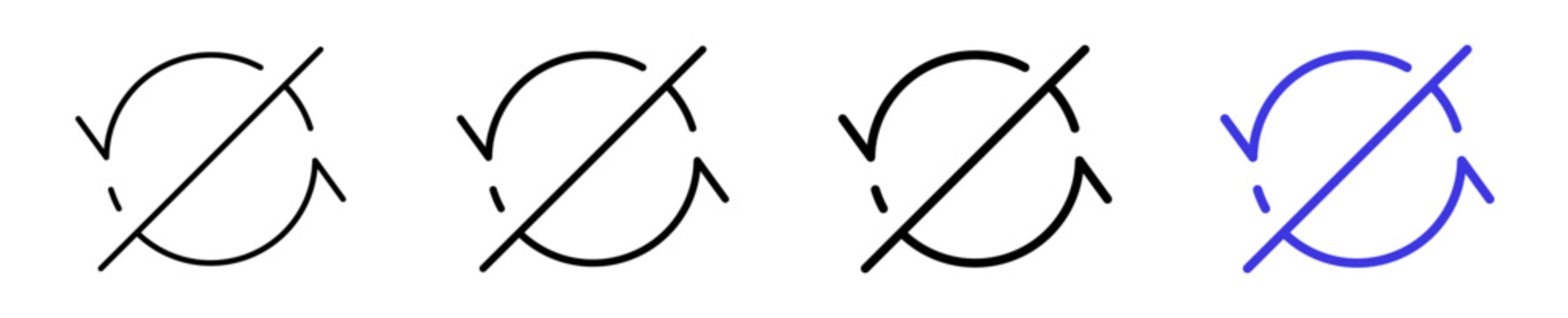 Synchronize refresh disabled connection linear icon collection design. Editable vector stroke icons