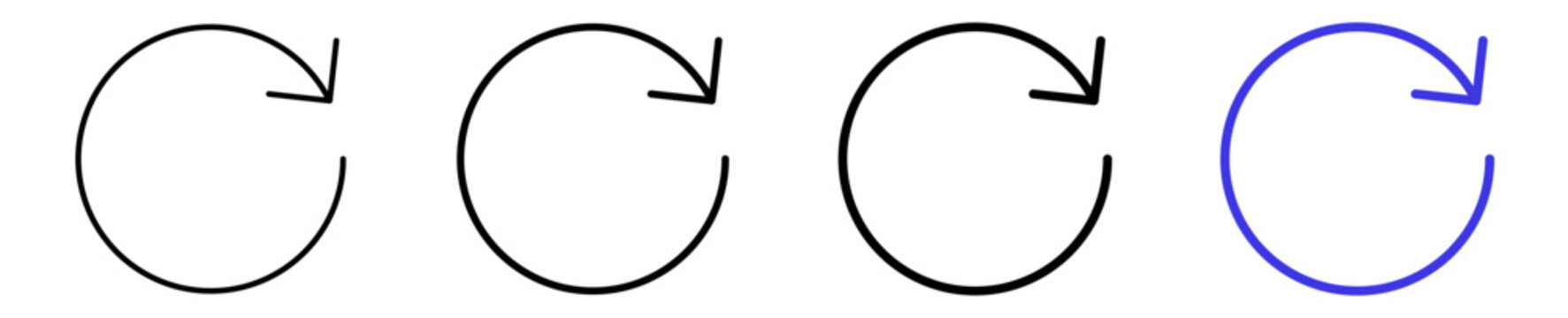Rotate right redo refresh line icon set. Editable vector stroke icon design