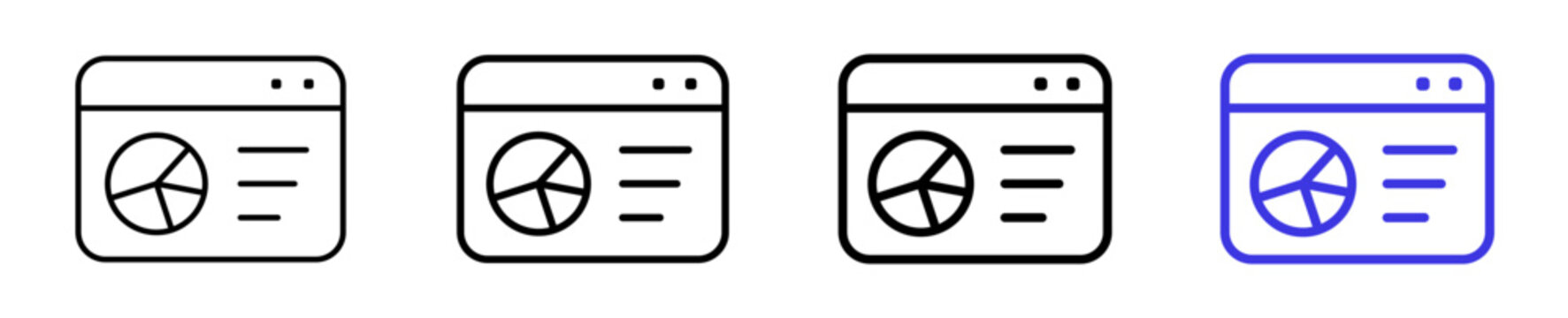 Dashboard chart data analytics window linear icon collection design. Editable vector stroke icons