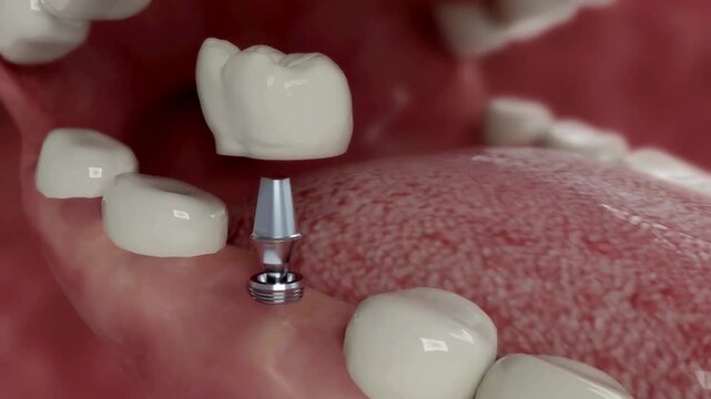 3D Medical Animation of Dental Implant Procedure and Crown Placement