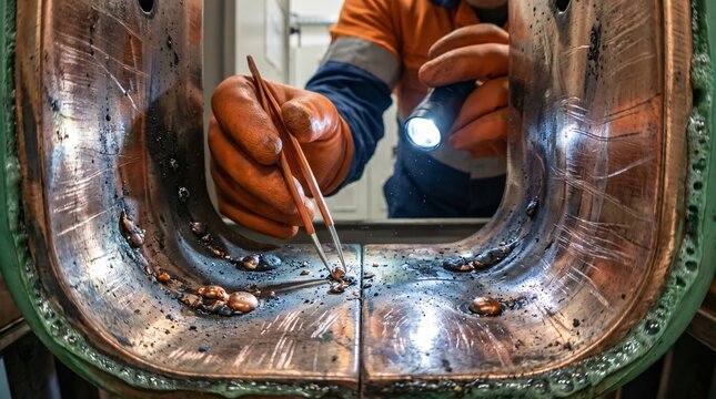 Electrical Switchgear Contact Damage Inspection After Contained Arc Event for Arc Flash Safety Training