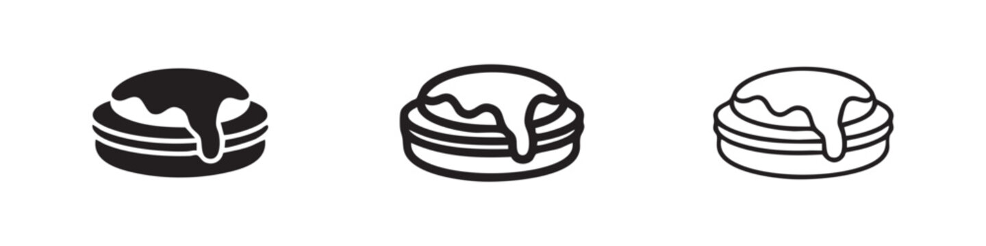 Macaron or cookie with cream filling icon set for dessert and sweets