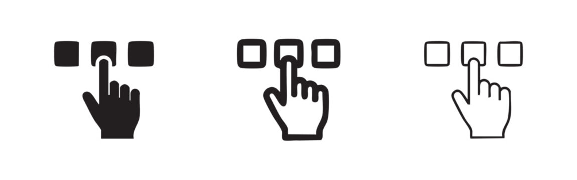 Hand Pressing a Button Icons for Interactive UI and Selection Process