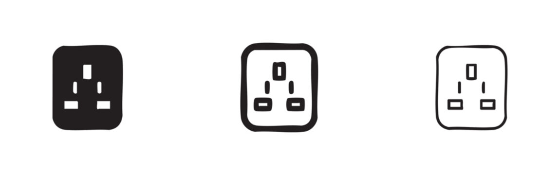 UK Electrical Socket Icons for Power Supply and Energy Connections